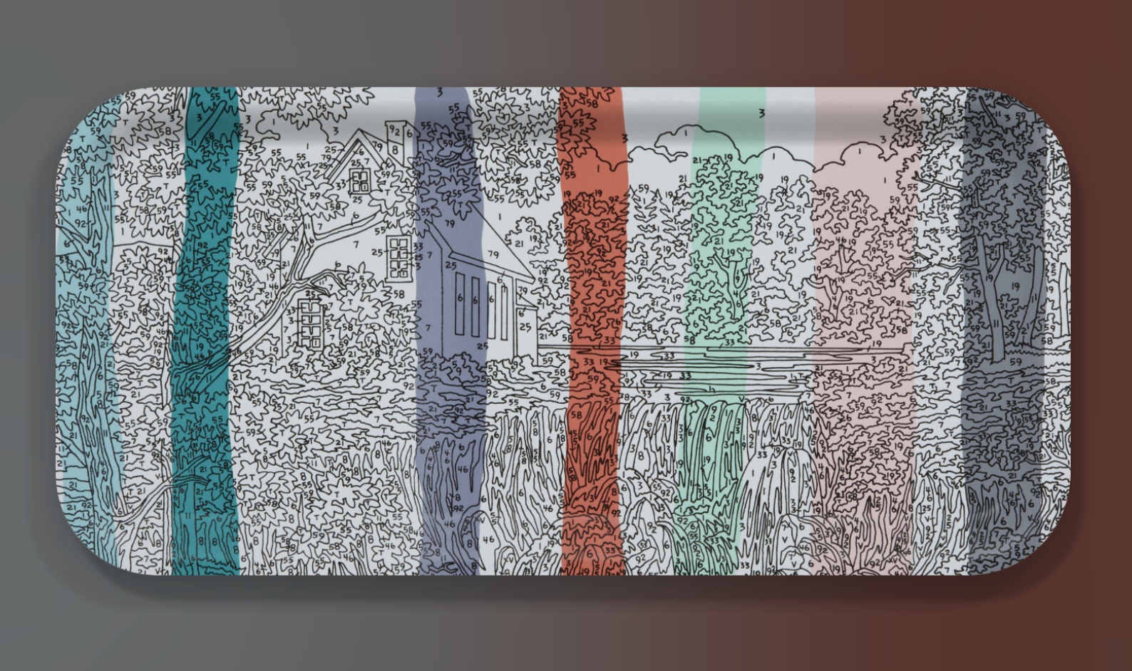 ABSTRACT WATERFALL (stripe) wooden tray