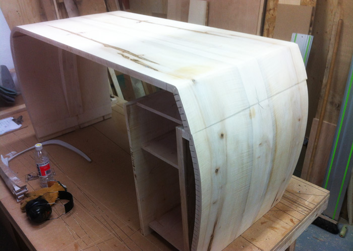 The skeletal shape of the desk is taking form, the drawers to follow with fronts and back panel. 
