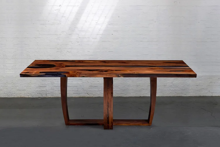 Yew Table with Trapeze Legs