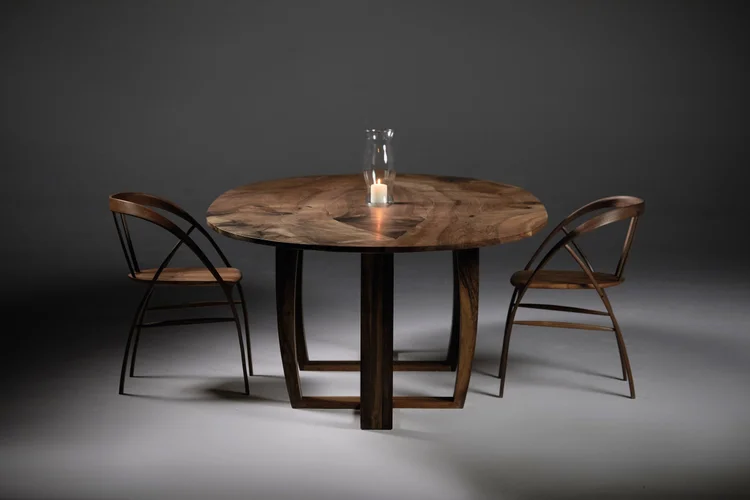 Oval Dining Table in English and French Walnut