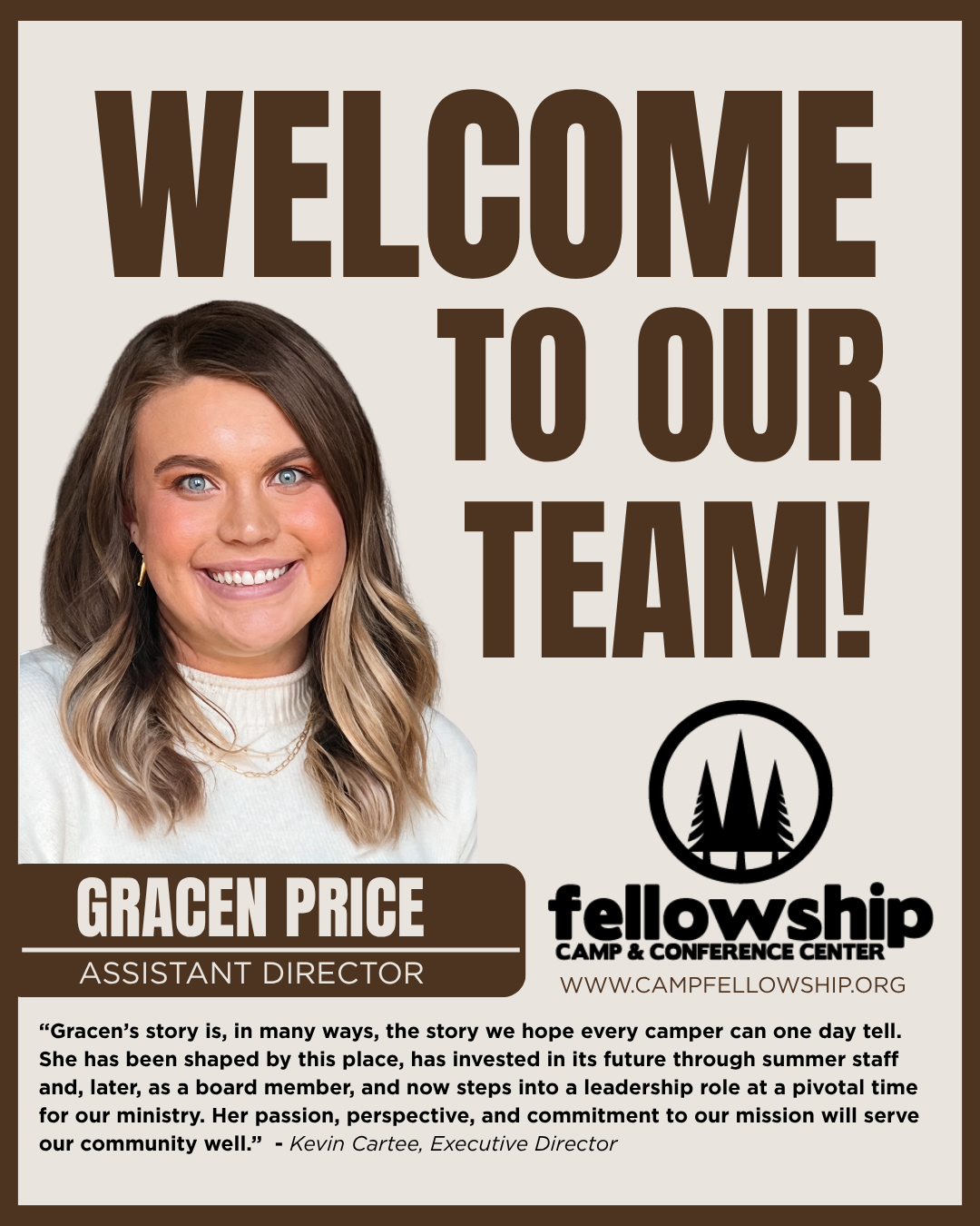 Fellowship Camp and Conference Center Welcomes Gracen Price as Assistant Director