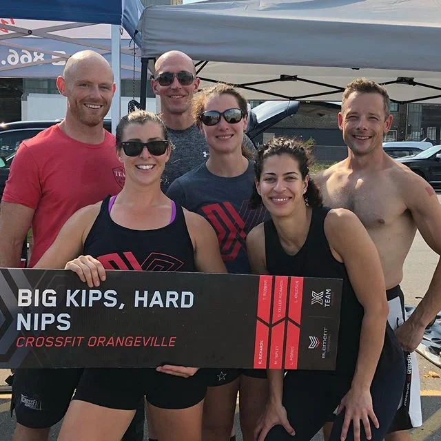 Had a blasty blast competing along side these teammates and gym mates today at the @elementcrossfit Team Challenge X @elementcomps today @crossfit.orangeville #crossfit #crossfitorangeville #teamchallengex #hot #humid #fun #fitness #competition