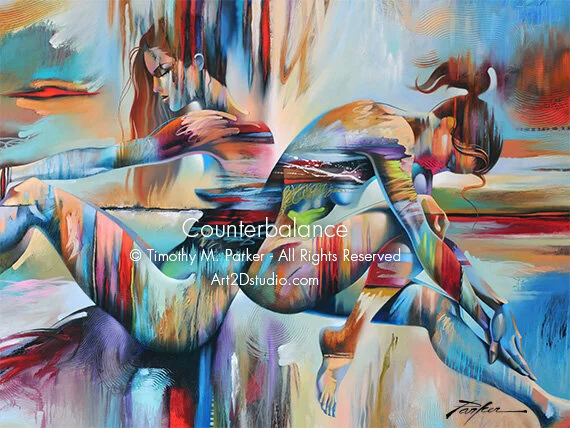 Counterbalance - Abstract Figurative Oil on Canvas