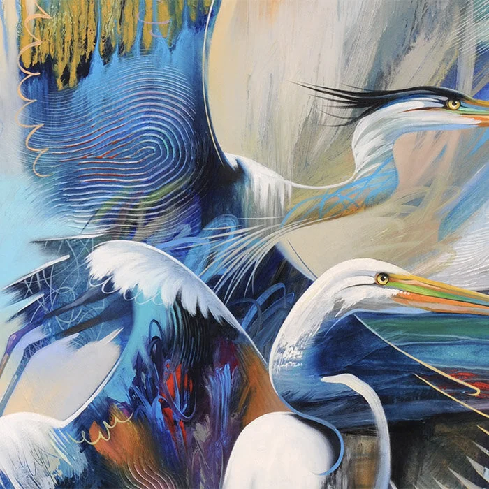 Bird Art, Tropical Bird Paintings, Blue Heron Art, Egrets, Horse Art