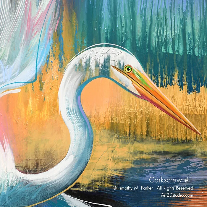 Naples FL Bird Art, Tropical Bird Paintings, Blue Heron Art, Egrets