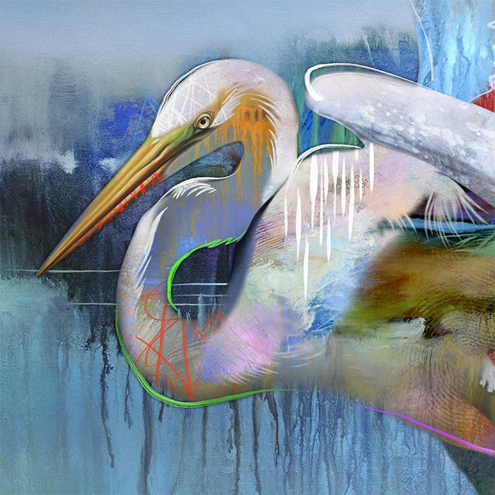 Naples FL Bird Art, Tropical Bird Paintings, Blue Heron Art, Egrets