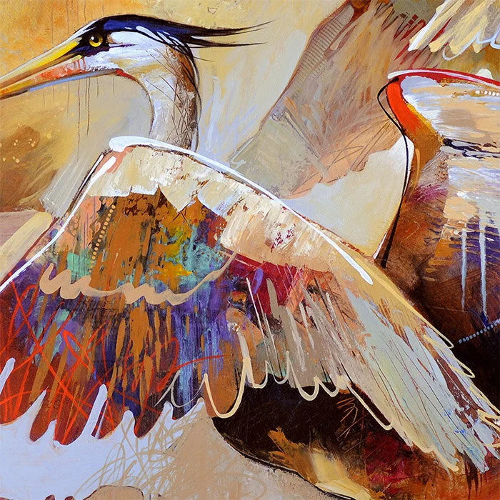 Naples FL Bird Art, Tropical Bird Paintings, Blue Heron Art, Egrets