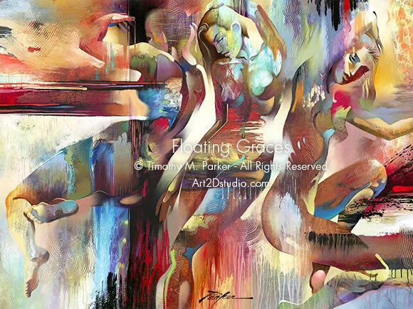 Floating Graces - Figurative Oil Painting on Canvas