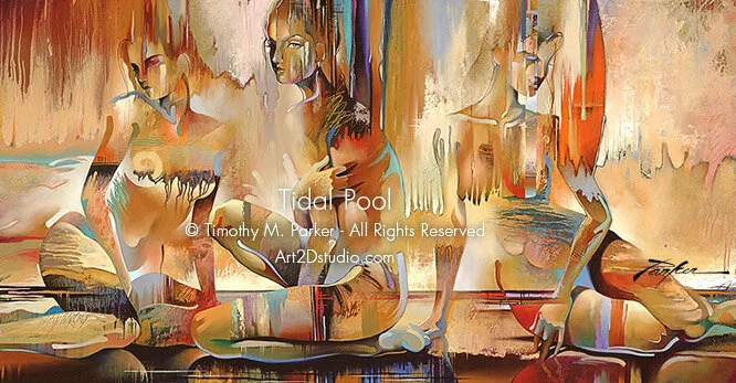 Tidal Pool - Three Figures Oil on Canvas