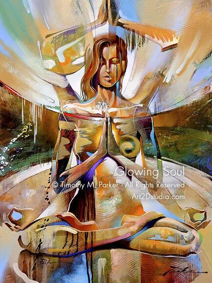 Glowing Soul - Yoga Lotus Pose Painting,  Acrylic on Canvas