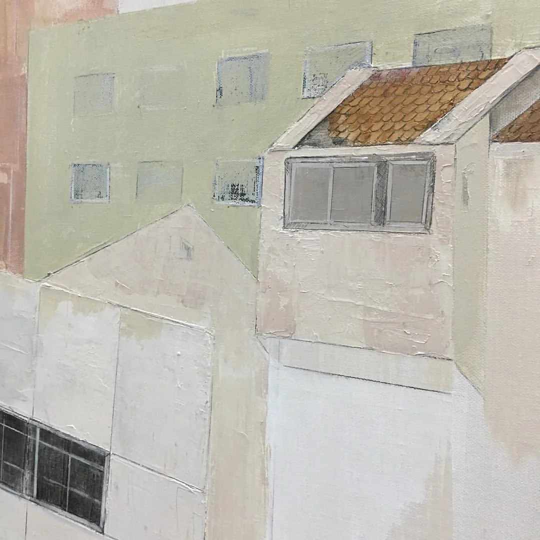 Closer peek at the painting I posted the other day. You can get a better sense of the palette and texture here. Still have a lot of work to do!
.
.
.
.
#academydaily #cafa #academyontheroad #MFA #111franklin #artistresidency #MFA2017 #texture #mixedmedia #artstudio #art #painting #acrylicpainting #architecture #china #windows (at China Central Academy of Fine Arts)