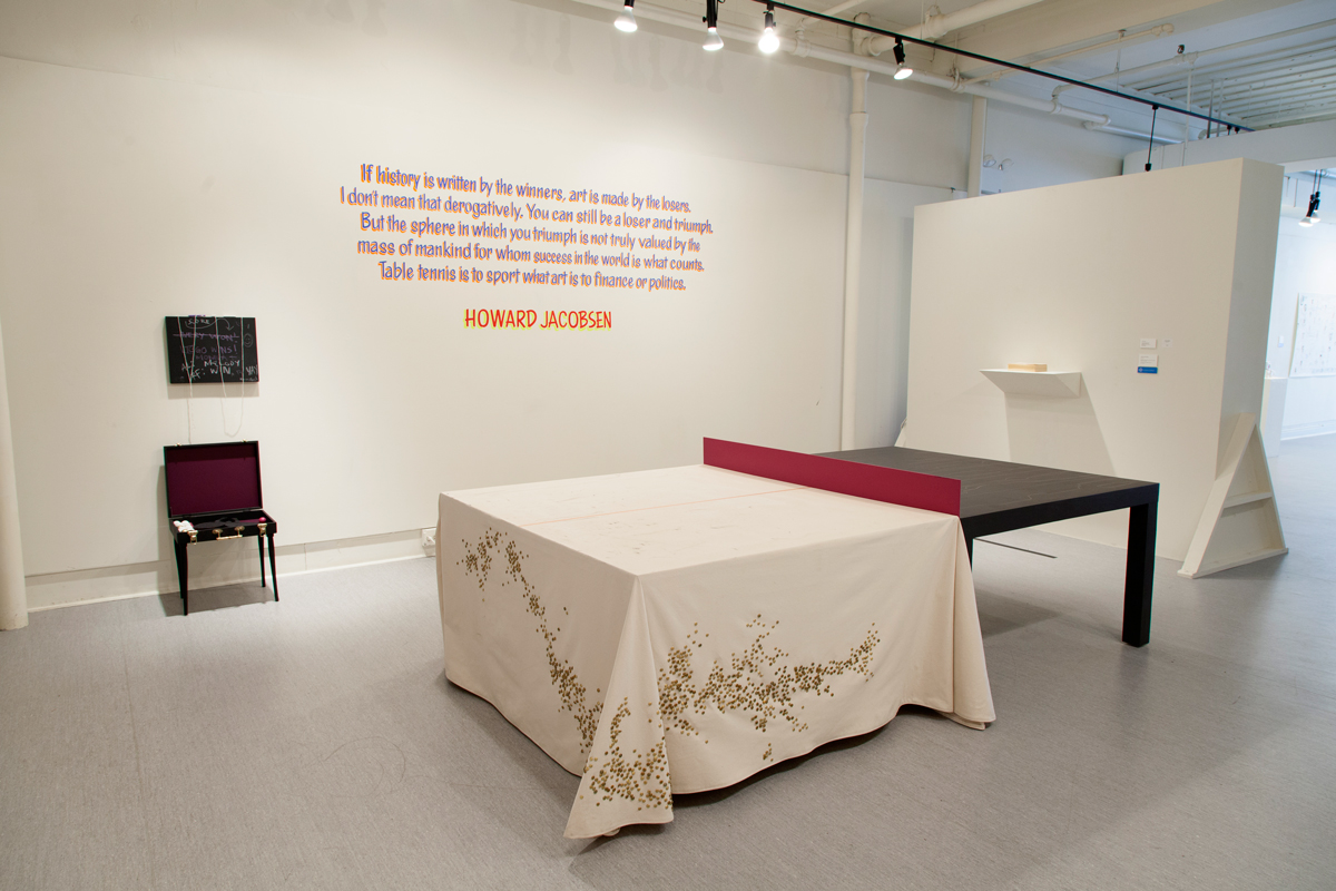Installation view of work by Angela Finney, Ches Perry and Jason Polan