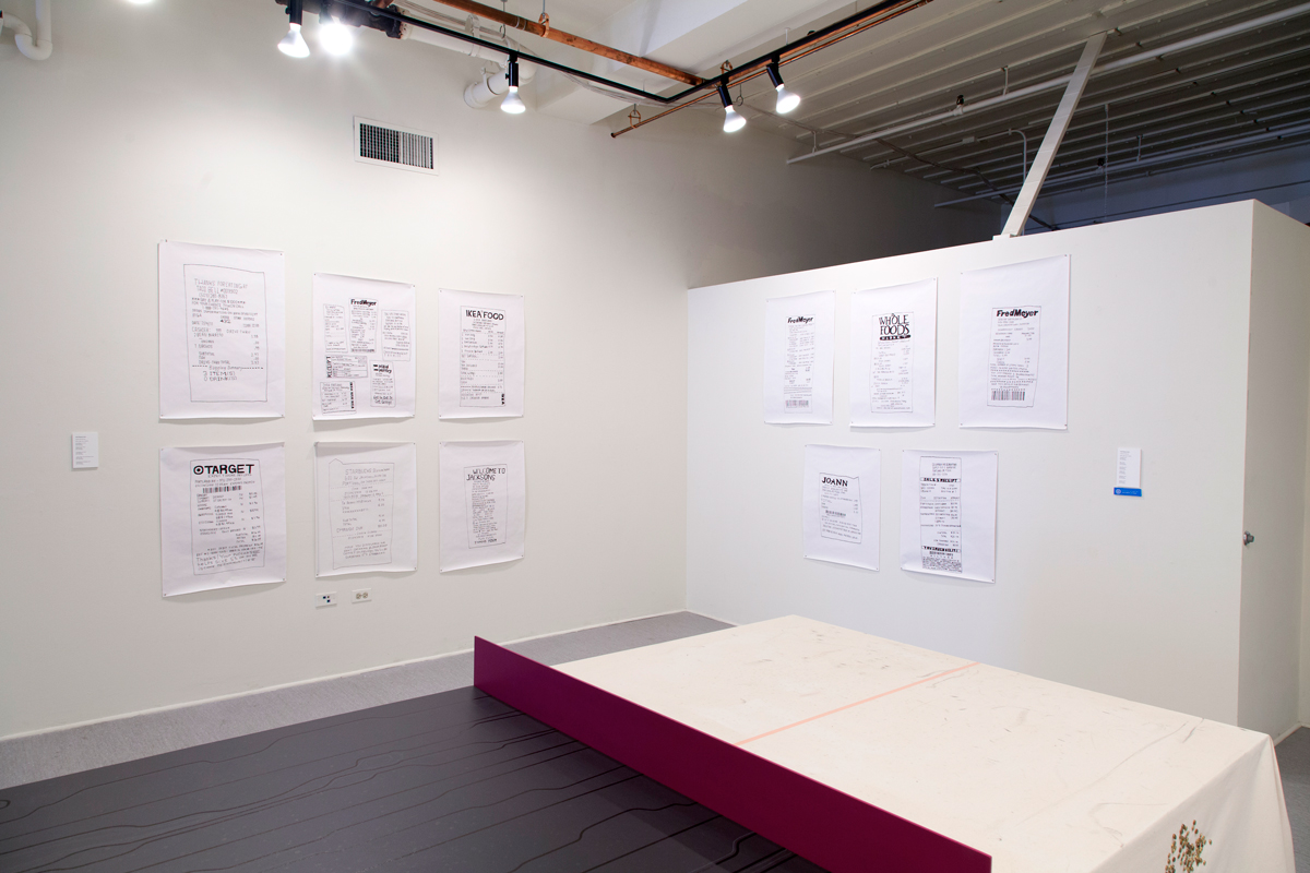 Installation view of work by Angela Finney and Kate Bingaman-Burt
