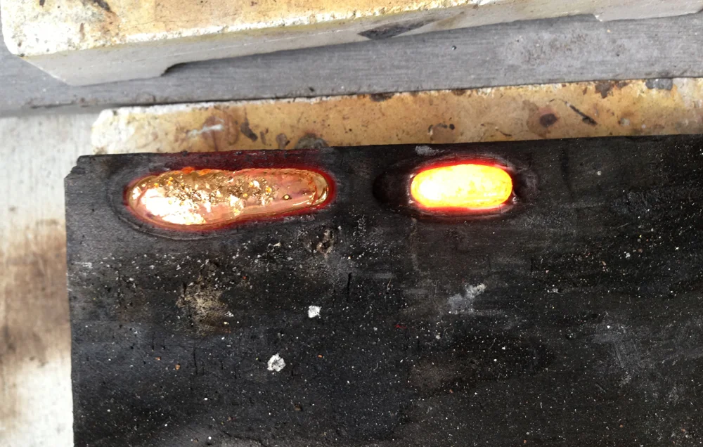 pour into a charcoal block which i have already made a hole earlier.