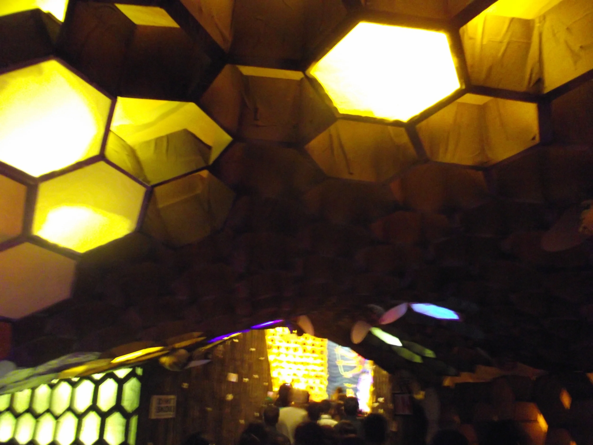  There goes the honeycomb like structure with bees... 