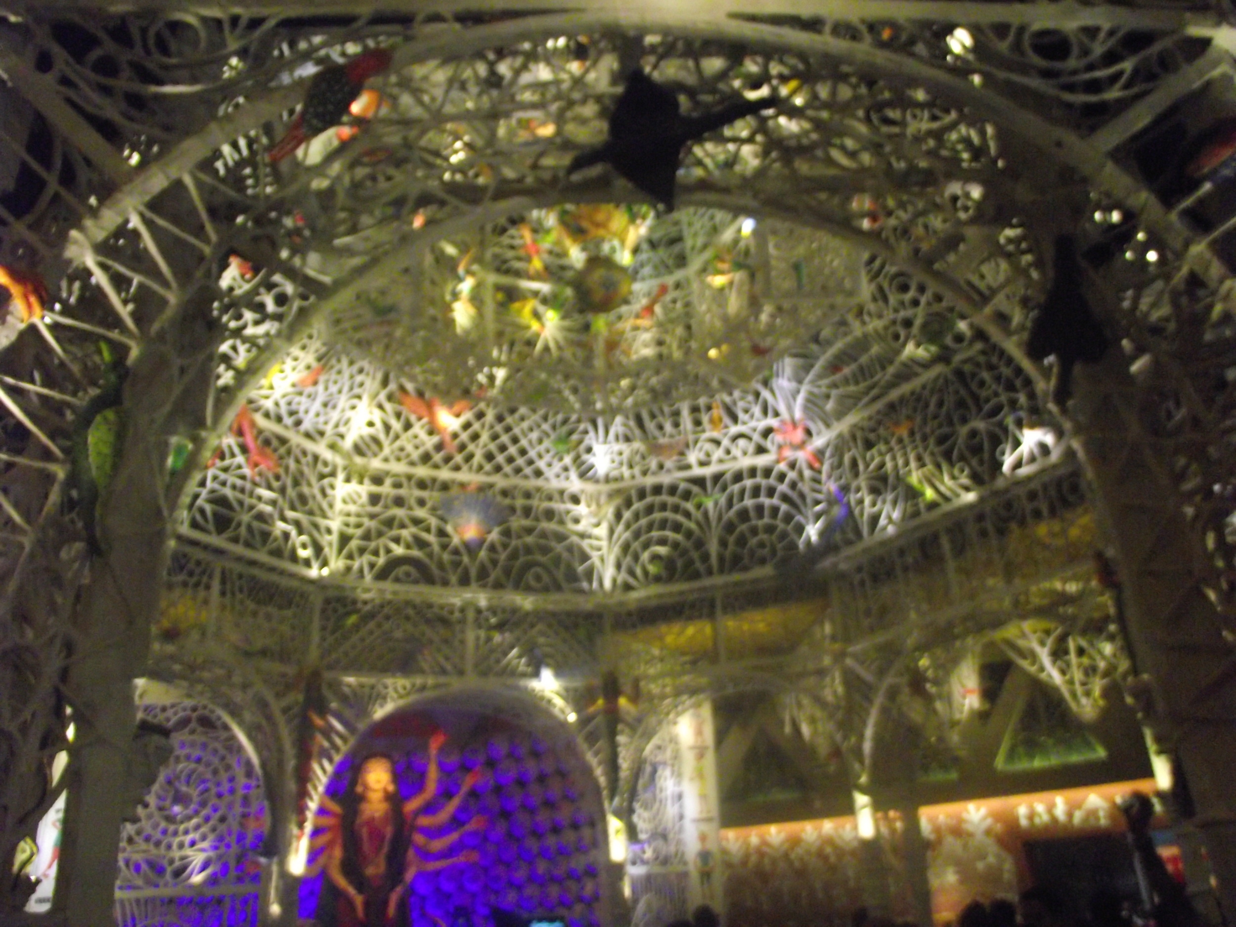  Frontal view of the ceiling with Durga in the backdrop 