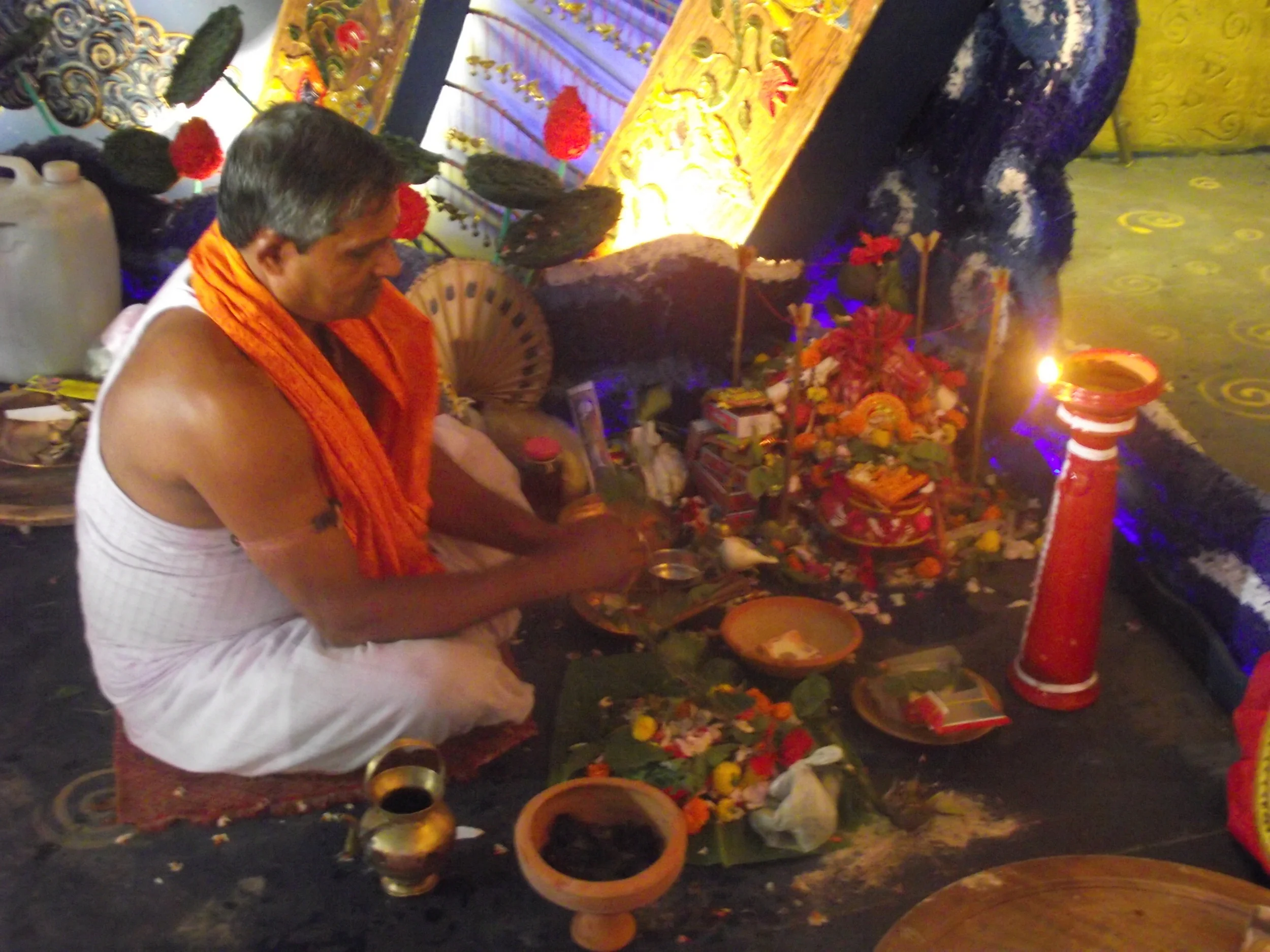  The brahmin engrossed in the preparations of Mahasaptami pujas... 