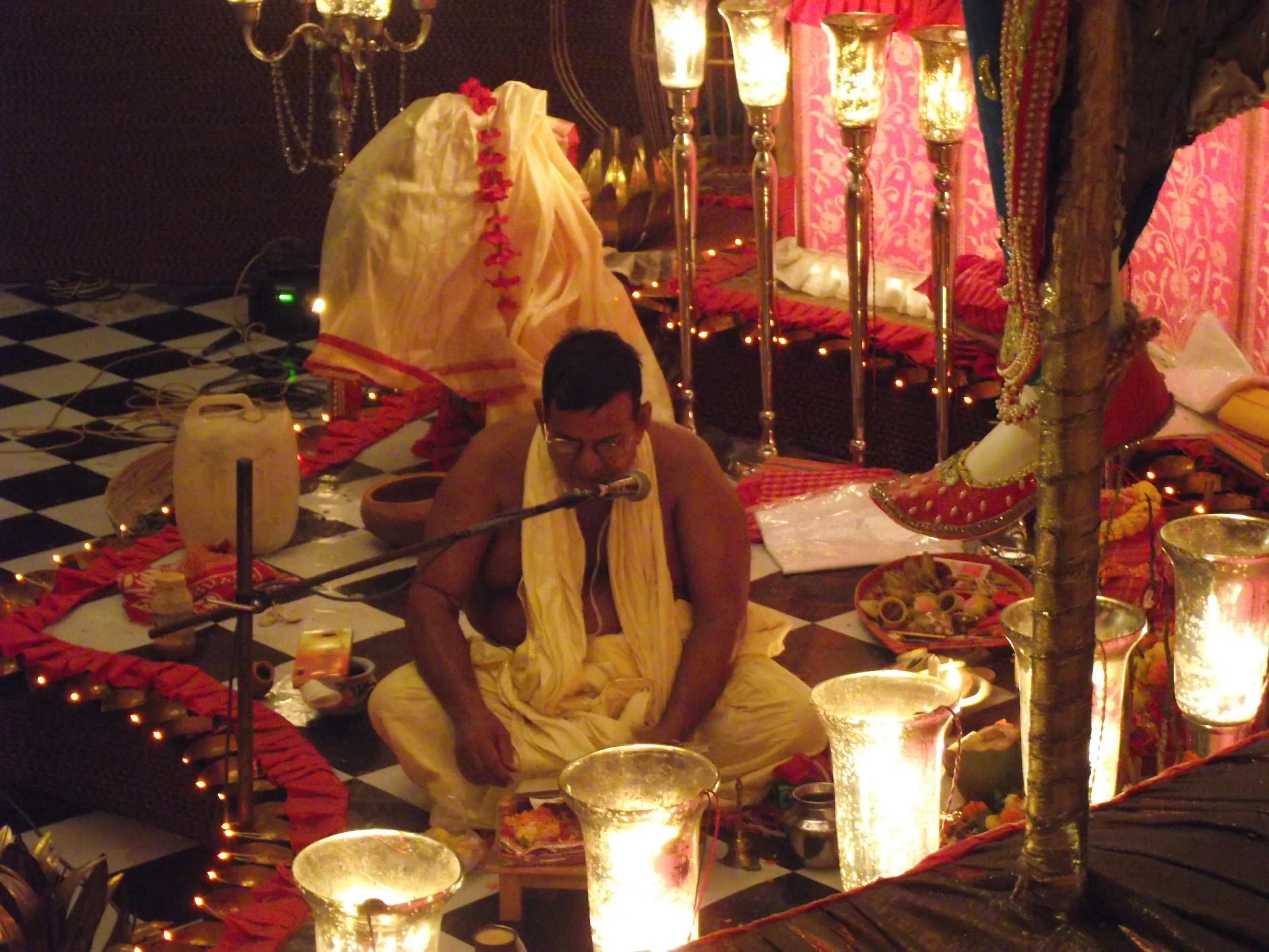  Brahmin getting ready for sandhi puja 