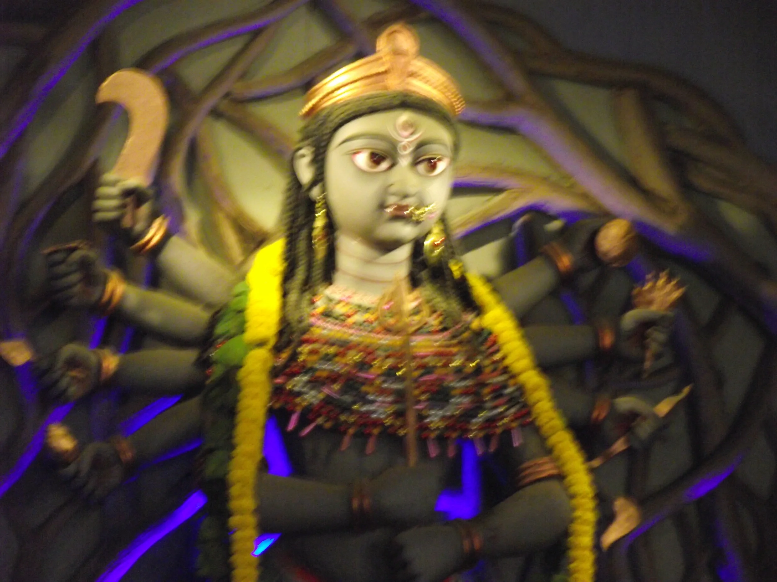  The pandal had the feeling of a cave and the idol of Maa Durga resembled the ambience. 