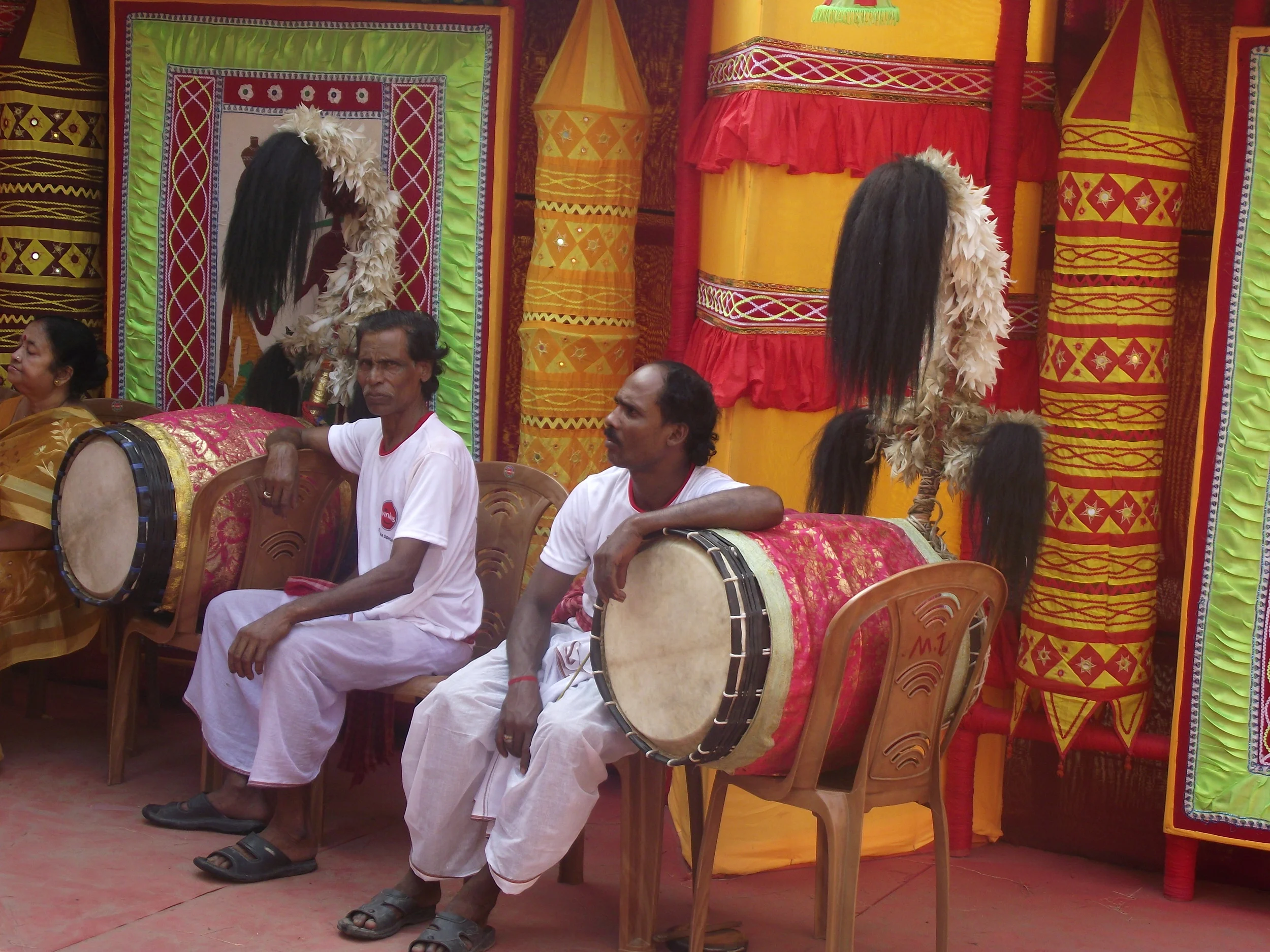  The dhakis taking a break after a long session! 