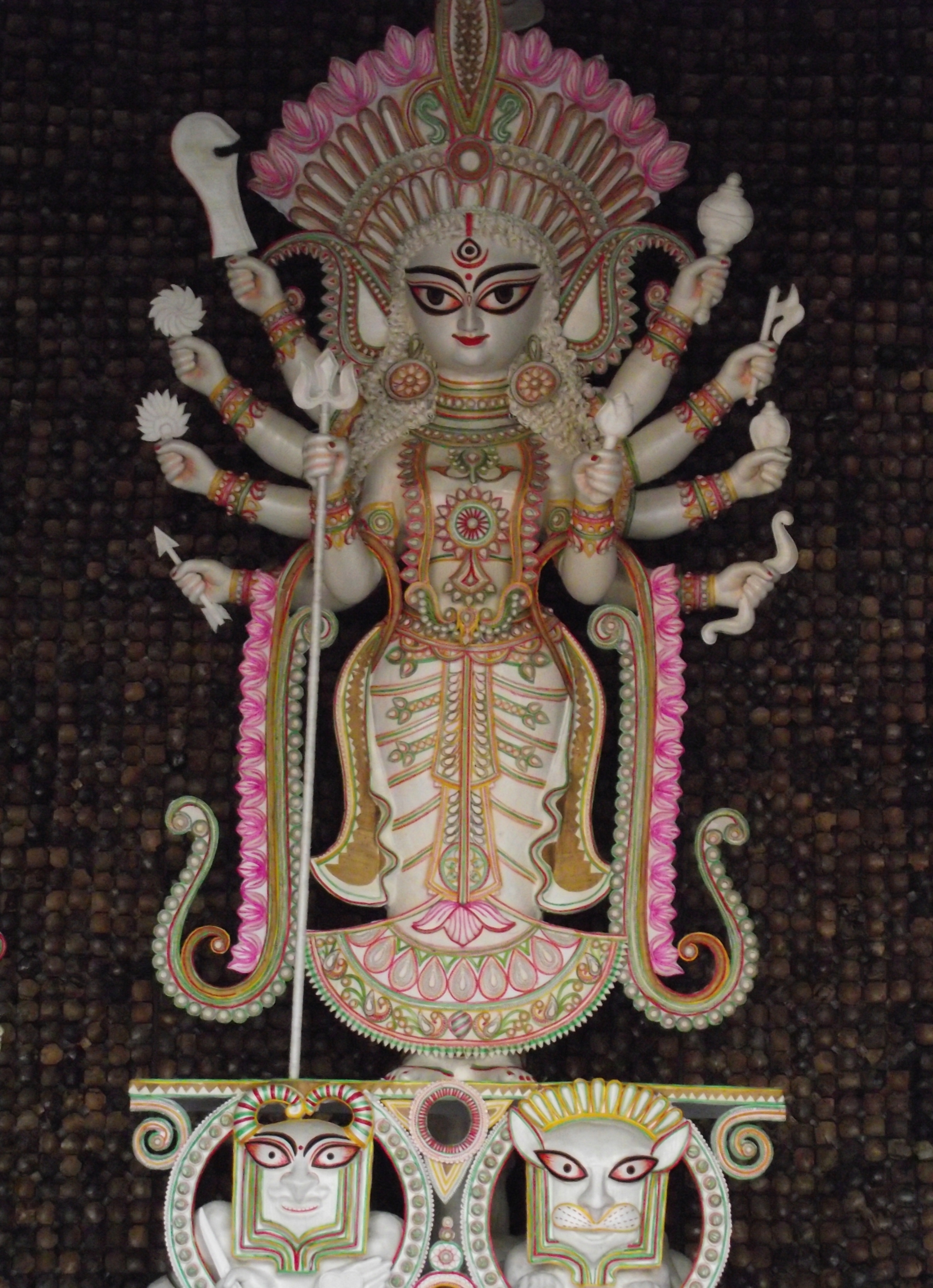  Peaceful rendition of Maa Durga. Also have a look at the artistic creation of asura and the lion. 