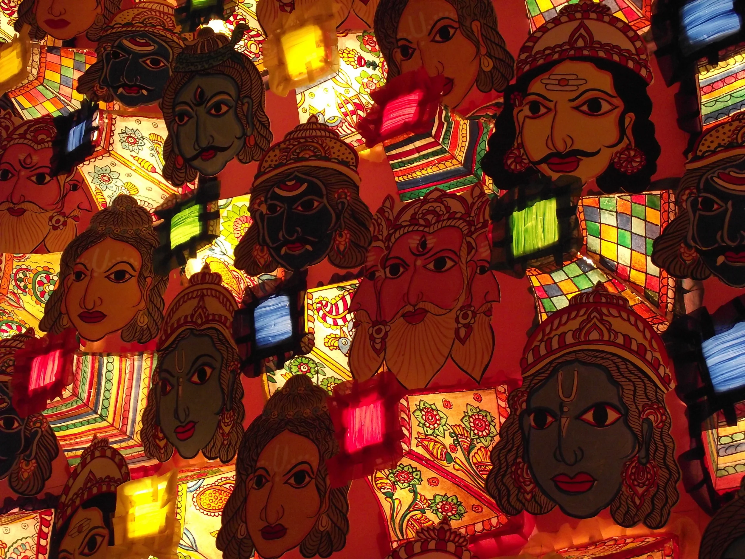  All the characters of Ramayana. Masks and lights - the lights and shades. 