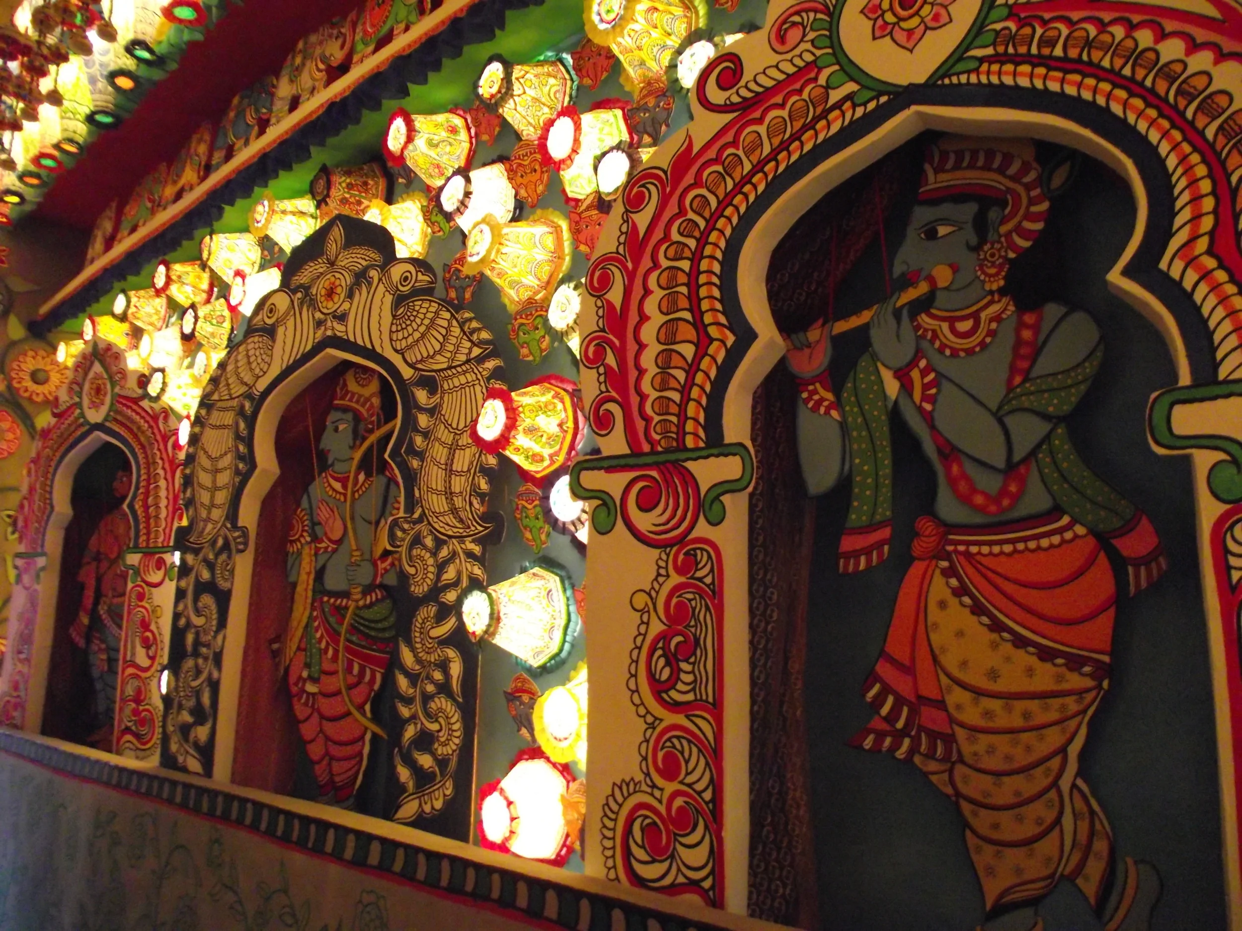  The avatars of Bishnu along the walls. The pandal was so detailed that it would take someone atleast half an hour to see every piece of art that was created. 