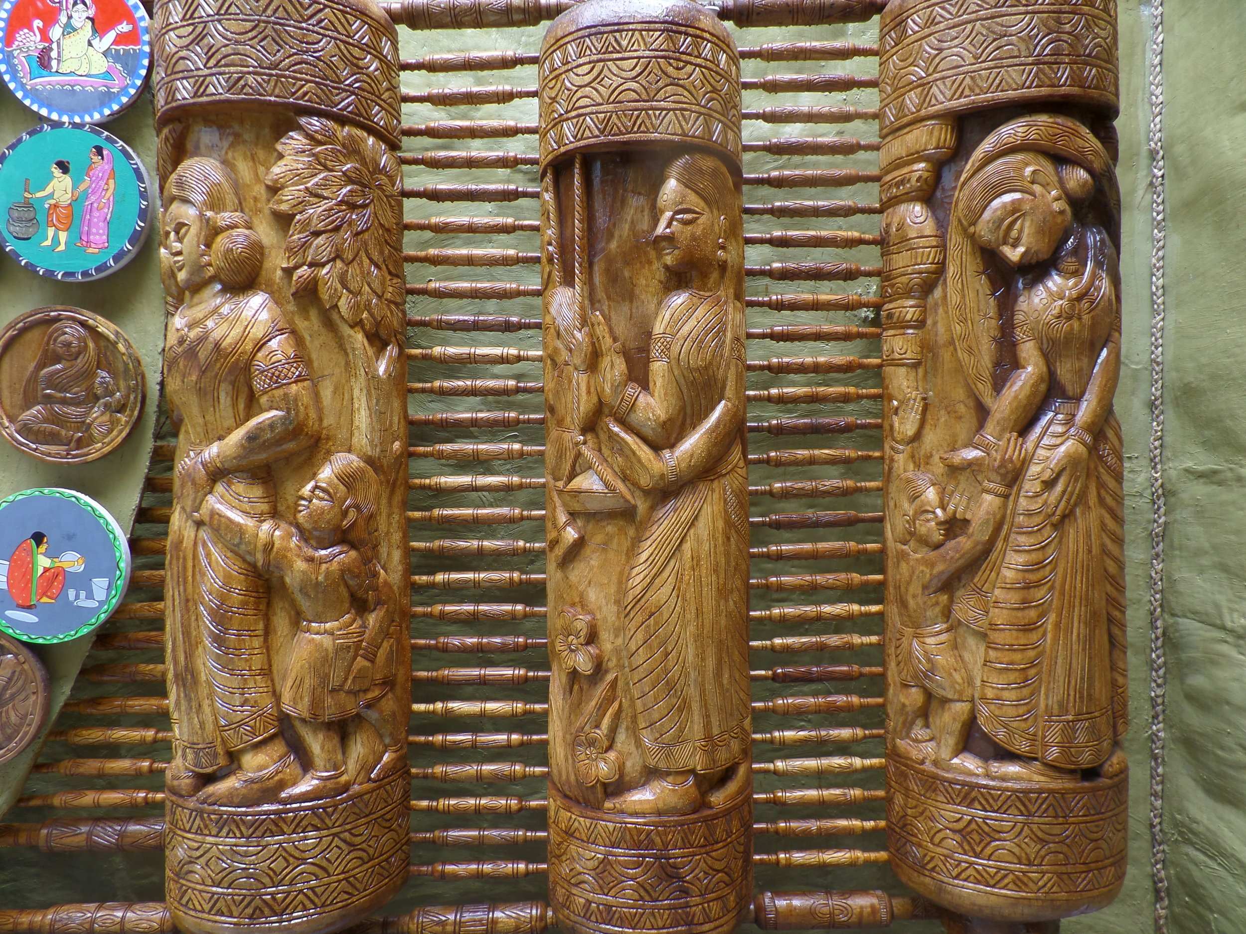  Close up view of the wood carved "belan" 