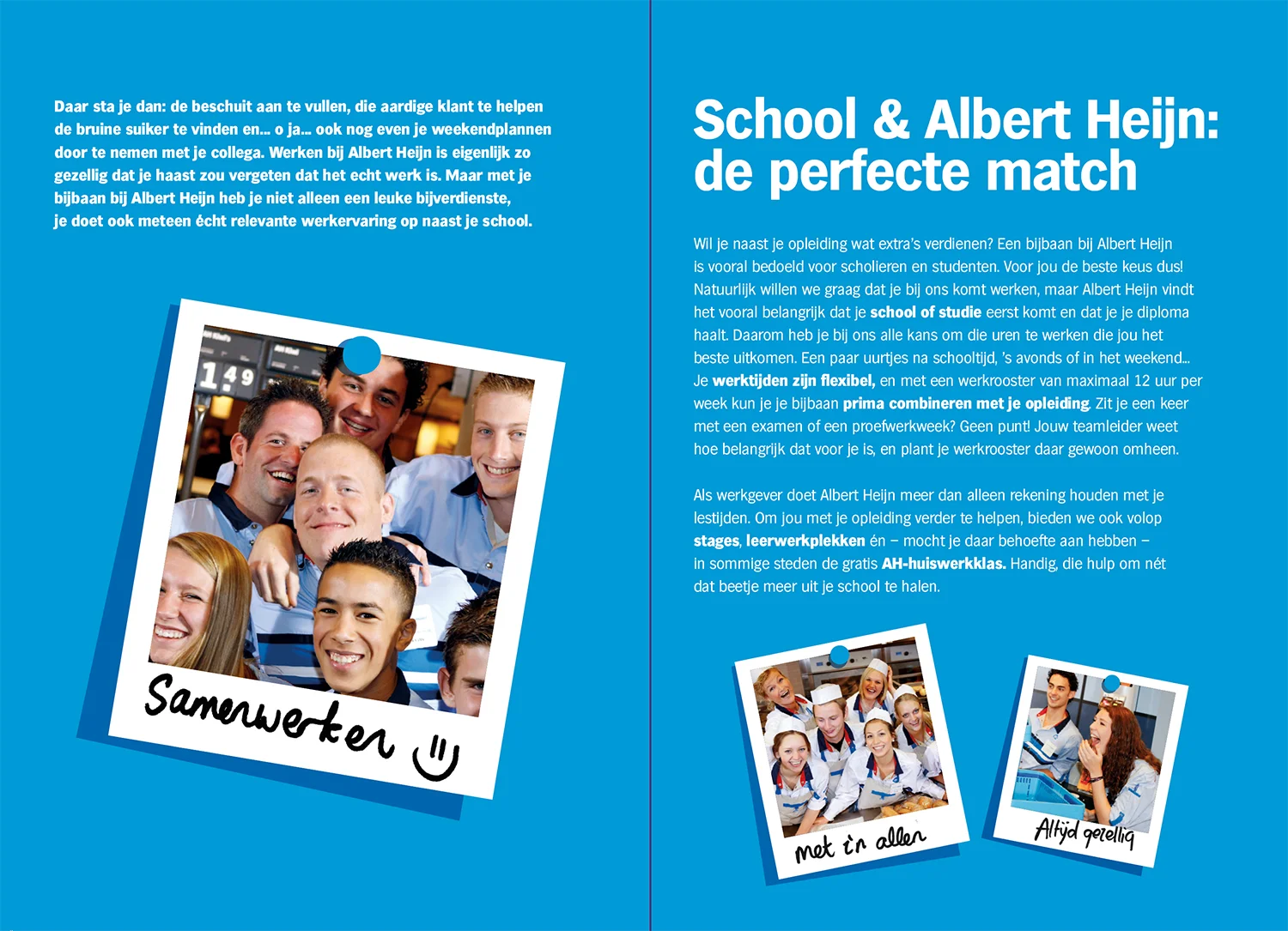 Brochure text aimed at youths, along with several other recruitment texts for supermarket chain Albert Heijn.