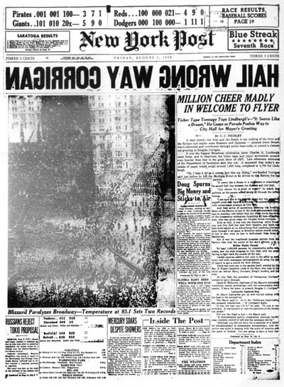 The most interesting thing about this headline? The Post used to run sports scores above the masthead.