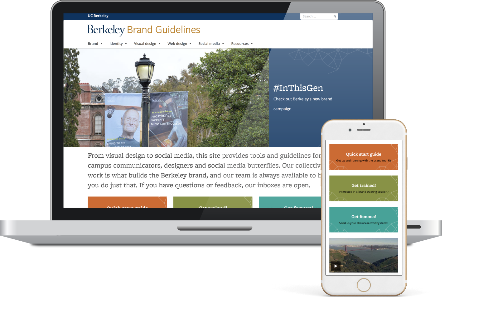  The new brand website was launched in 2017. This gave the campus and departments templates, colors, logos, photos and much more to get started on their own projects. One of the goals of this website was to give people on campus the tools to develop 