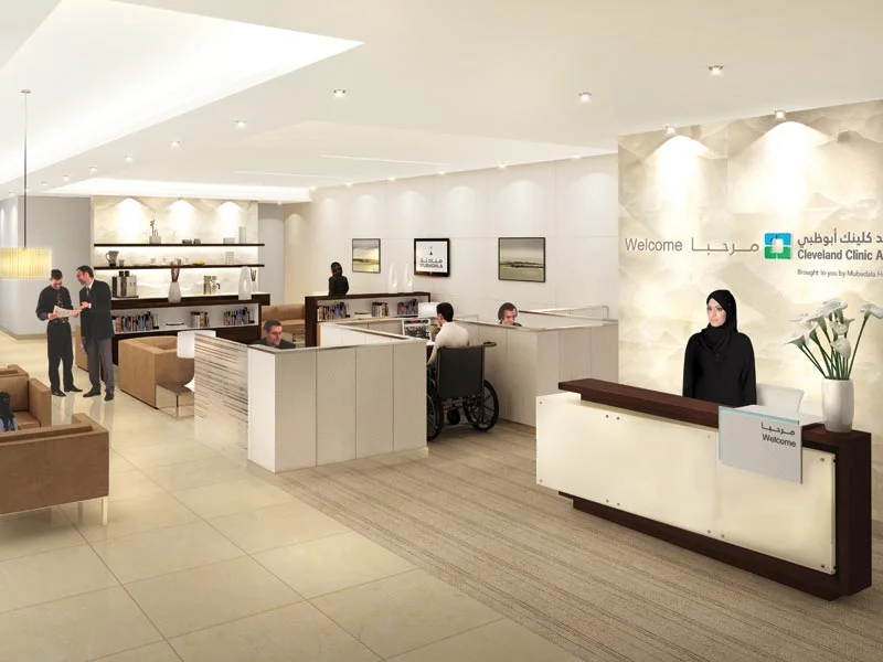 Architectural mock-up of the Celeveland Clinic in Abu Dhabi