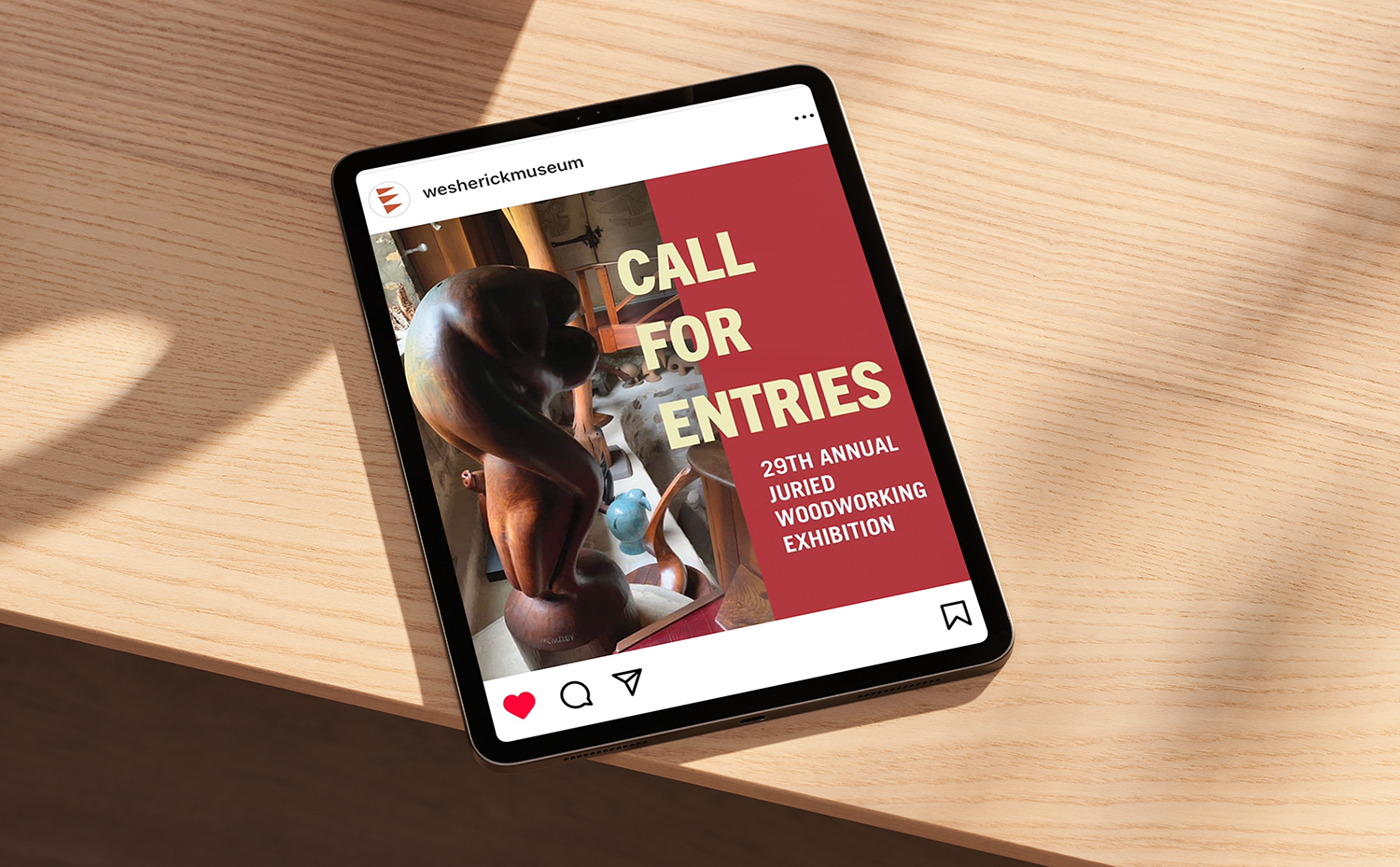  Call for Entries Instagram post for the Wharton Escherick Museum 