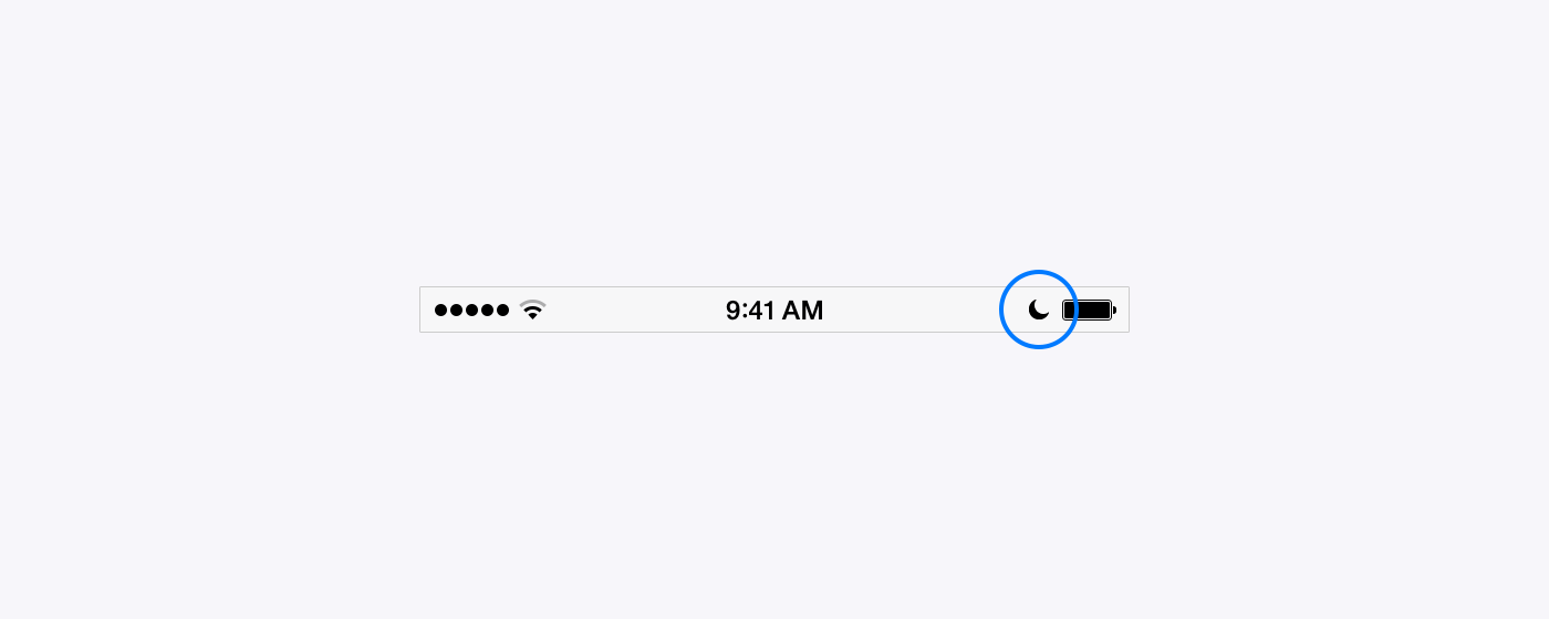 The moon icon in the status bar shows that Do Not Disturb is enabled.