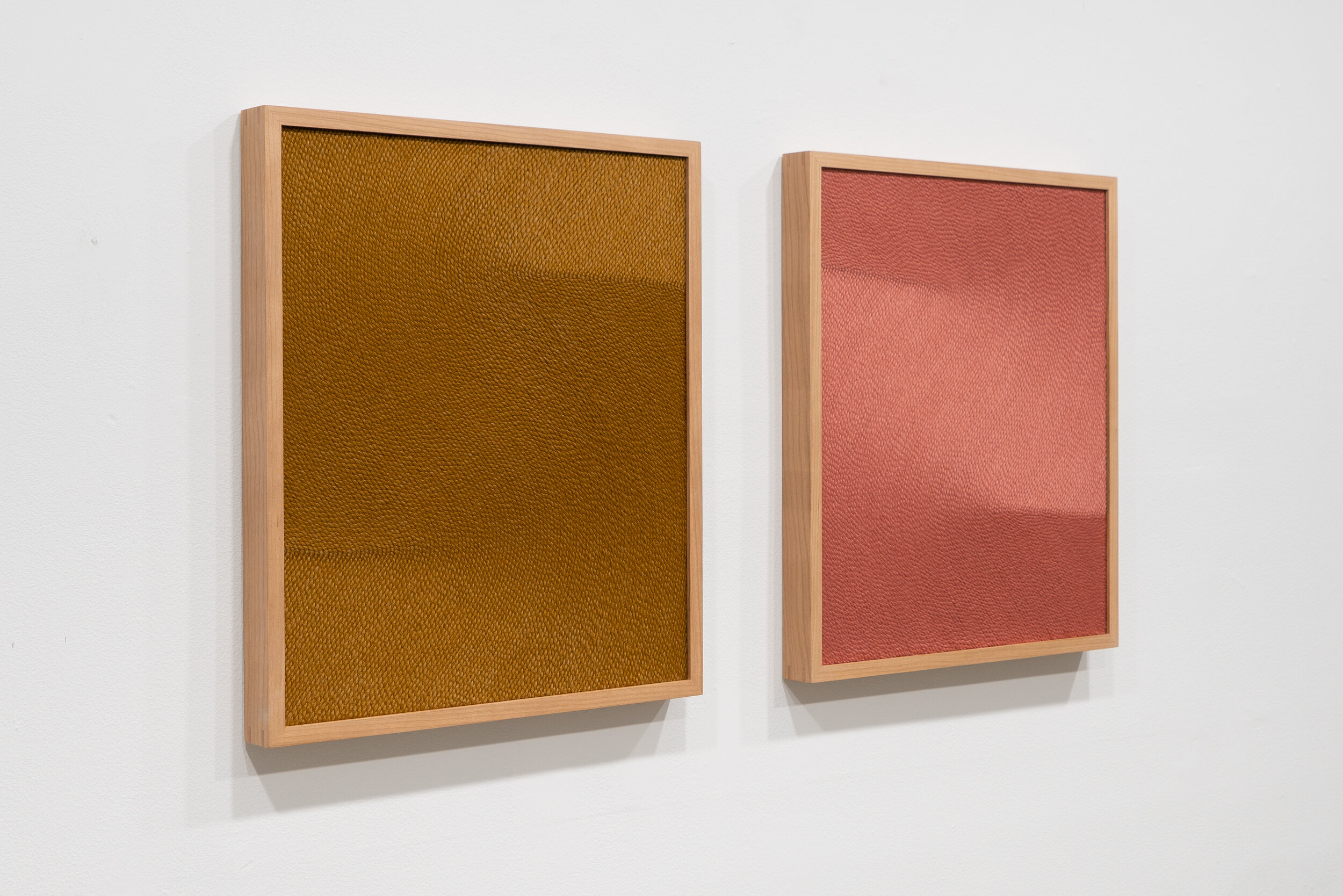Switchback 1 & 2 • Acrylic fiber, velcro, and linen on panel • 15.5 x 17 inches • 50 x 43 cm • 2021