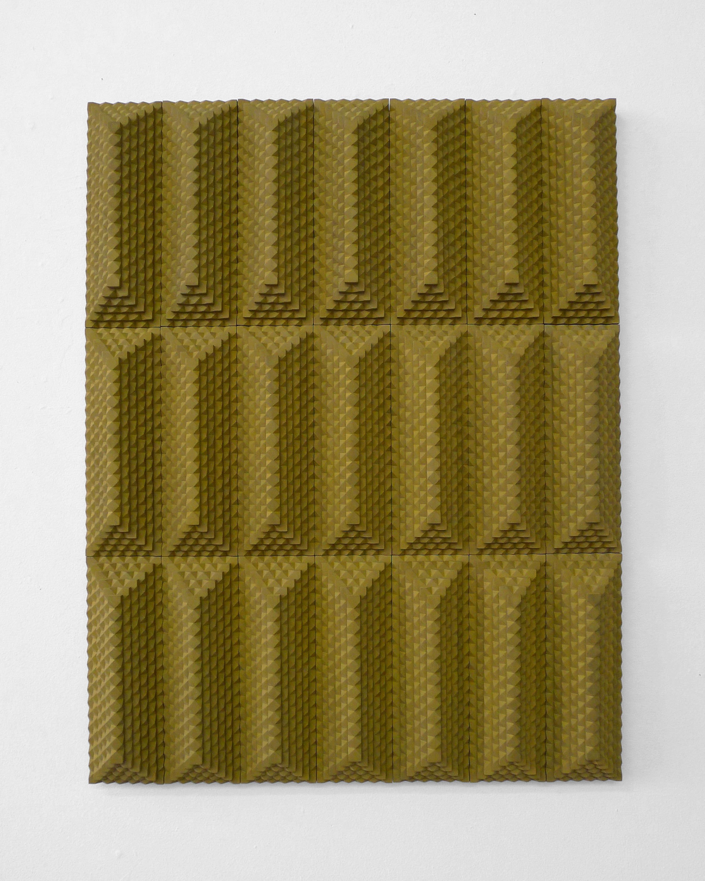 Untitled • milk paint on hand carved basswood • 26 x 21 inches • 69 x 53 cm • 2022