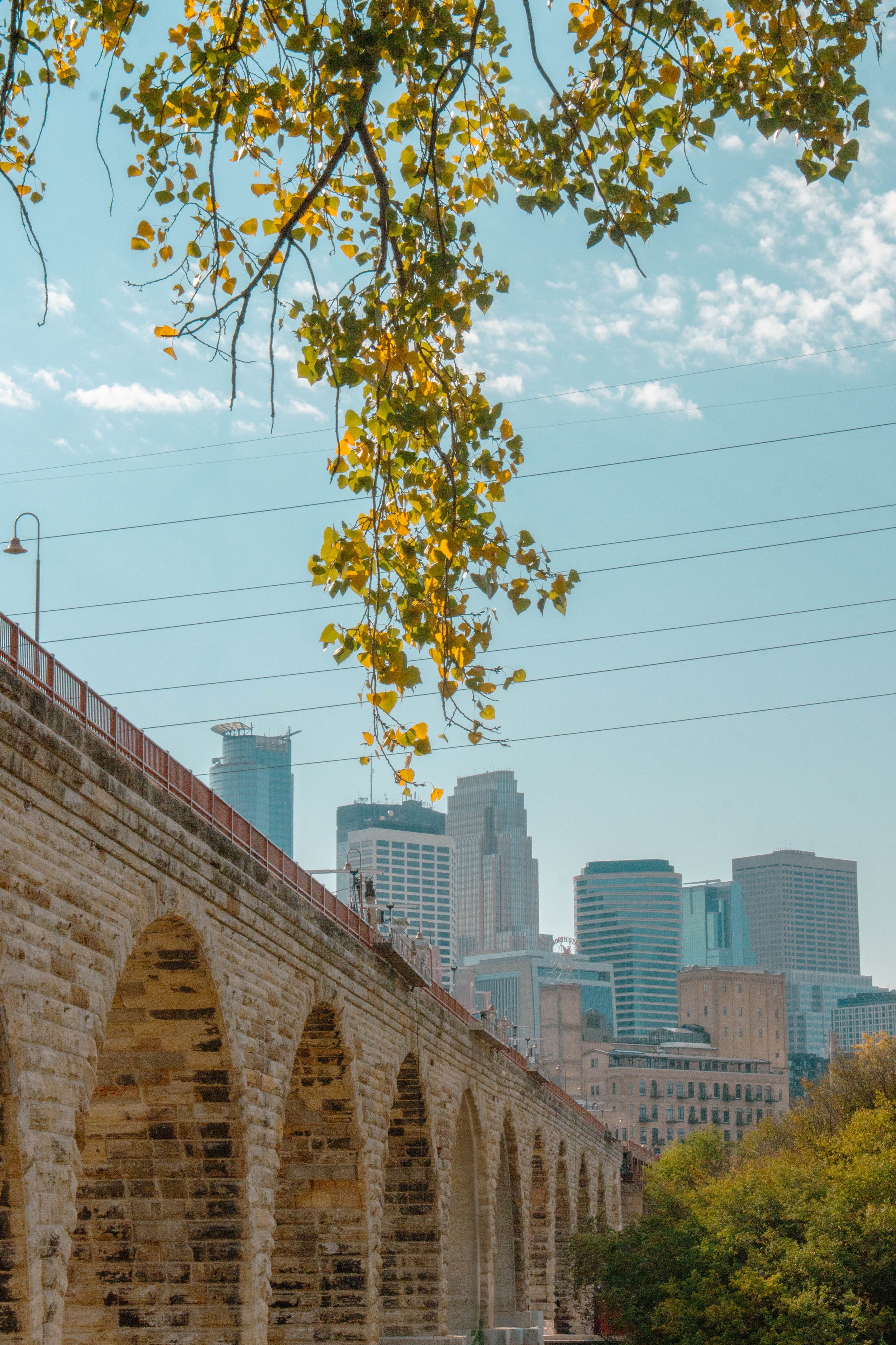 Minneapolis Stone Arch Bridge in Fall