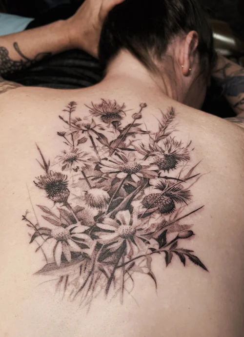 Wildflowers tattoo by David Allen