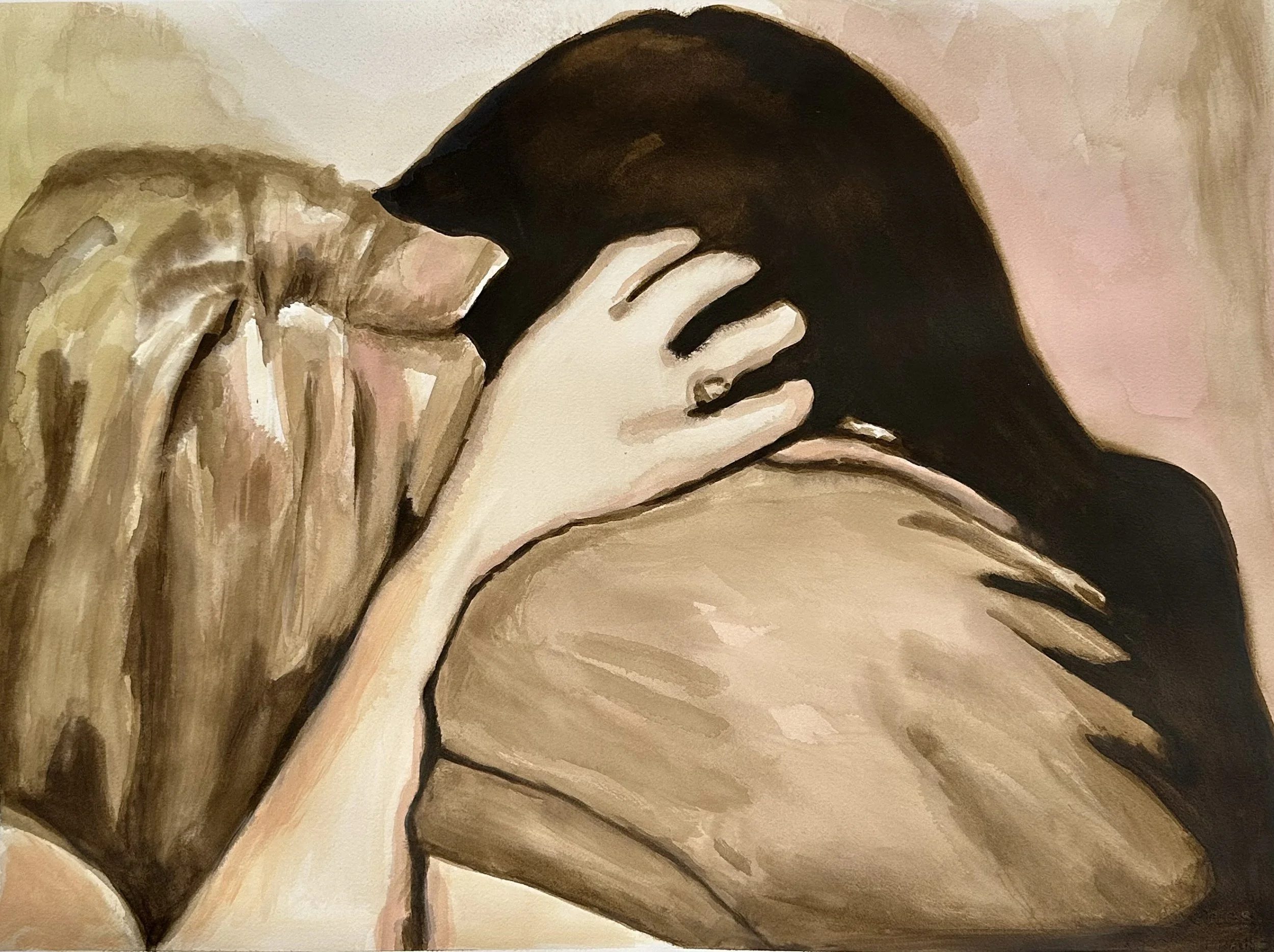 Lovers. 2025 Acrylic Ink on Arches Paper. 102x66 cm/ 40.16x 25.98 inches