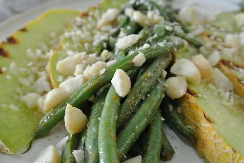 seared melon with miso-glazed hericots verts detail.jpg
