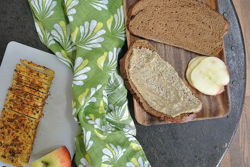 spiced tempeh-apple-almond-mustard sandwich table.jpg