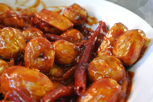 roasted potatoes in garlic-ginger-chile sauce detail.jpg