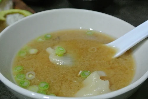 miso soup with mushroom wonton dumplings xmas eve 2013.jpg