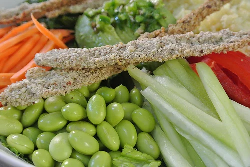 the seriously serious salad with sesame-crusted scallions and peanut dressing detail green.jpg