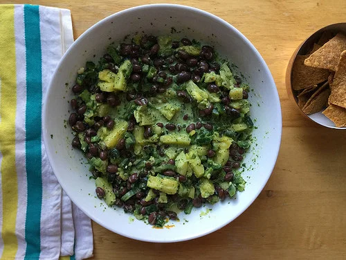 pineapple black bean and poblano salsa fresca table.jpg