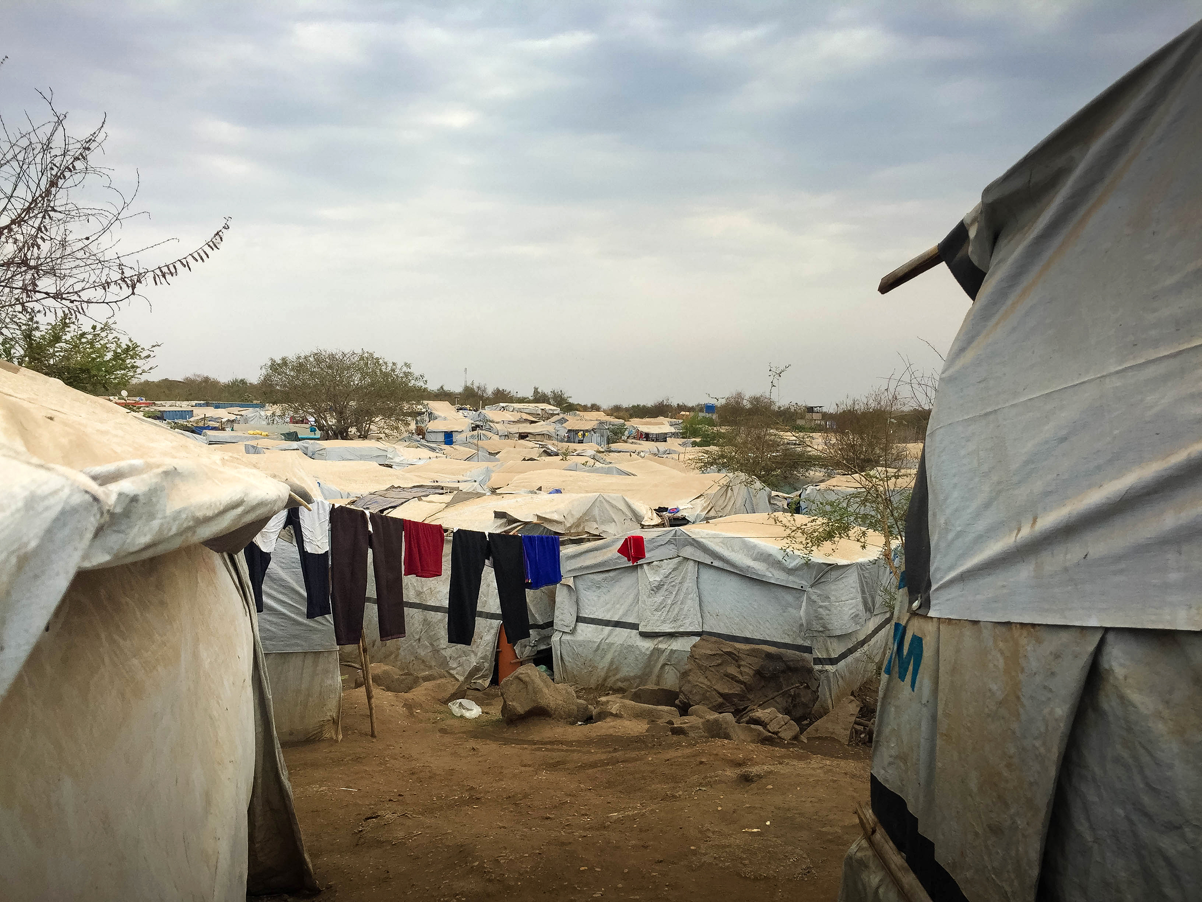 Displaced people's shelters on one of Juba's Protection of Civilians sites.