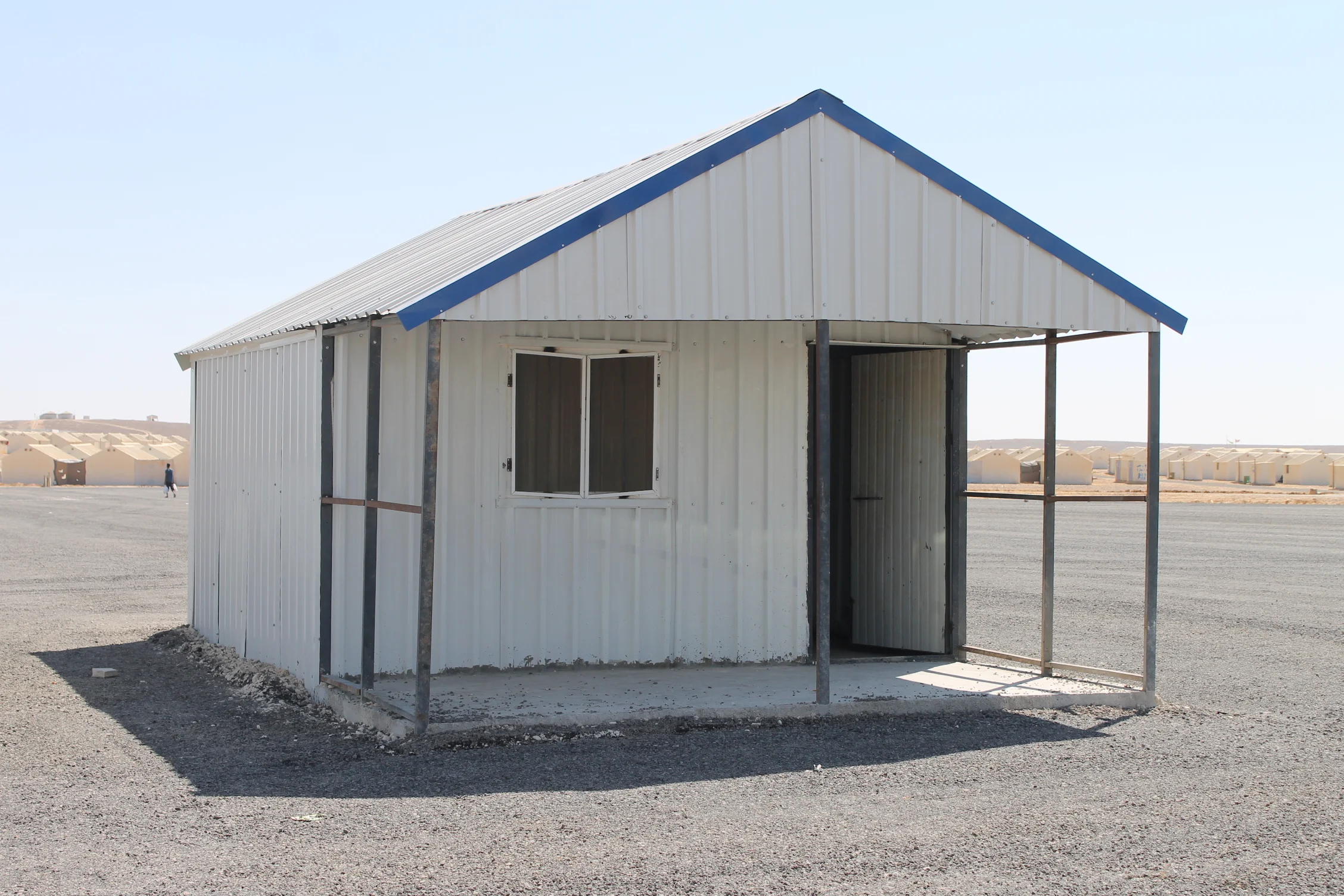 A sample unit for the market in Azraq camp.