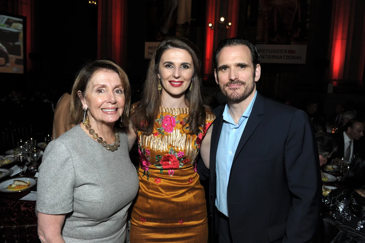 House Minority Leader Nancy Pelosi, Ambassador of Kosovo Vlora Çitaku and RI Board Member Matt Dillon.