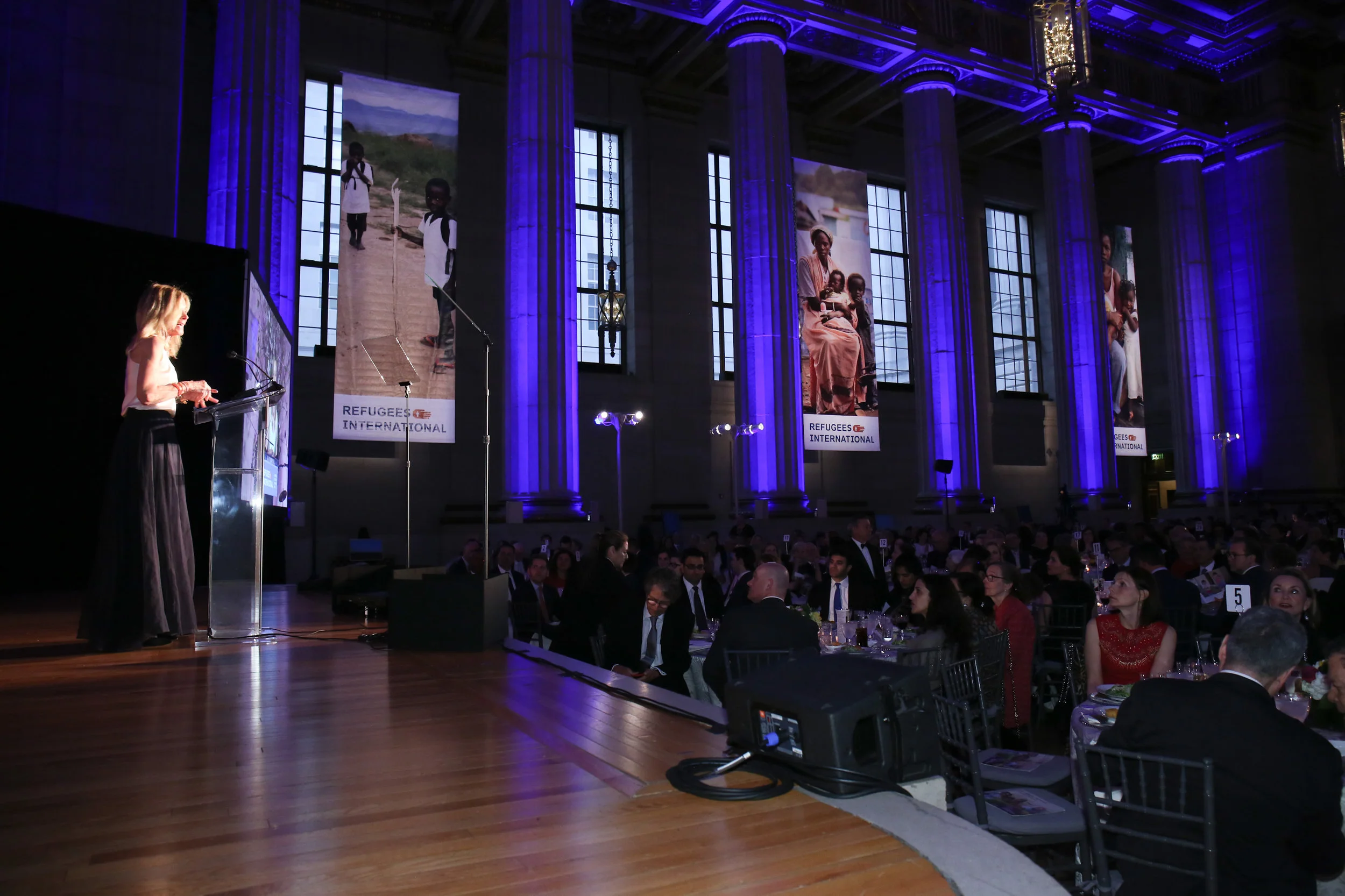 Refugees International Board Chair Eileen Shields-West addresses the attendees at the 39th Anniversary Dinner