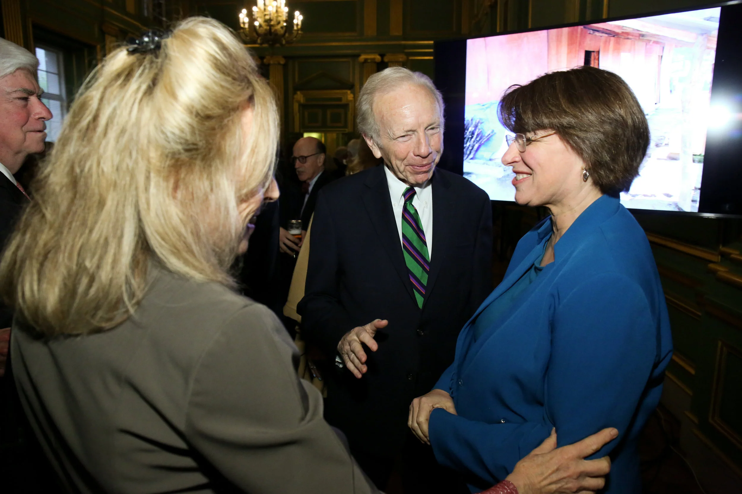 Senator Chris Dodd, Hadassah Lieberman, Senator Joe Lieberman, and Senator Amy Klobuchar